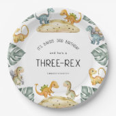 Dinosaur Dritter Geburtstag Three-Rex Party Pappteller (Vorderseite)