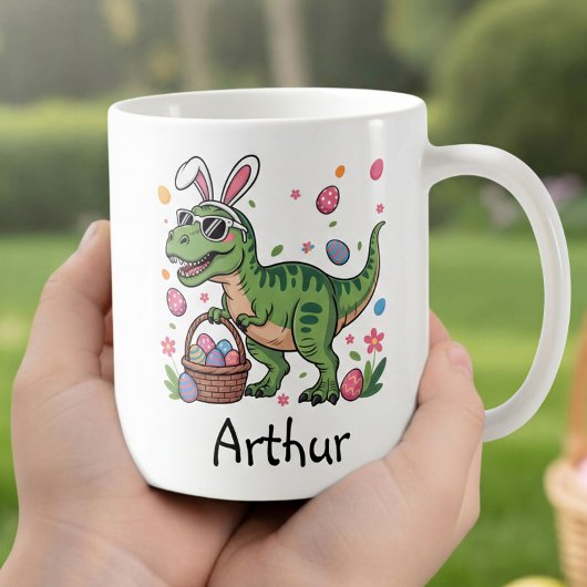 Dinosaur Easter Bunny Custom Name Mug For Kids Kaffeetasse