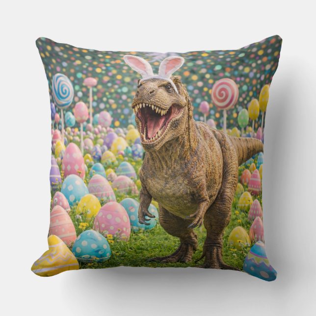 Dinosaur Easter Bunny Kissen (Vorderseite)