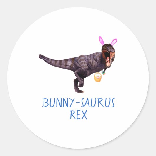 Dinosaur Easter Bunny T Rex Tyrannosaurus Funny T  Runder Aufkleber (Vorderseite)