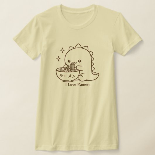 Dinosaur Eating Ramen Noodles Personalisiert Kawai T-Shirt (Ablage )