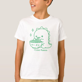 Dinosaur Eating Ramen Noodles Personalisiert Kawai T-Shirt