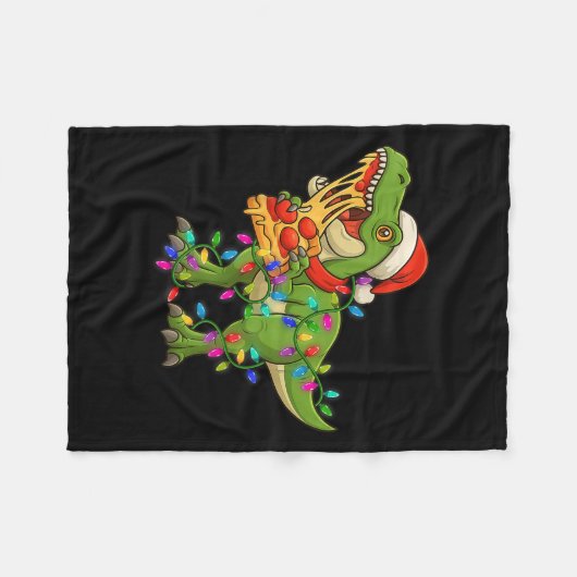 Dinosaur Eating Zza Santa Claus T-rex Funny Christ Fleecedecke (Vorderseite (Horizontal))
