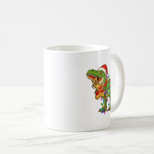 Dinosaur Eating Zza Santa Claus T-rex Funny Christ Kaffeetasse (VorderseiteRechts)