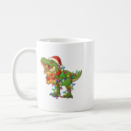 Dinosaur Eating Zza Santa Claus T-rex Funny Christ Kaffeetasse (Links)