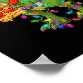 Dinosaur Eating Zza Santa Claus T-rex Funny Christ Poster (Ecke)