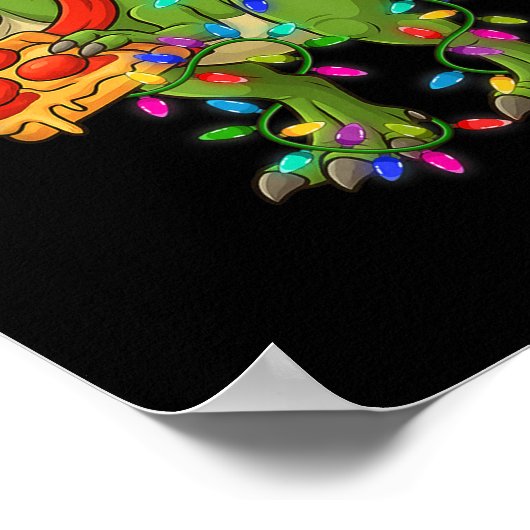 Dinosaur Eating Zza Santa Claus T-rex Funny Christ Poster (Ecke)