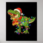 Dinosaur Eating Zza Santa Claus T-rex Funny Christ Poster (Vorne)