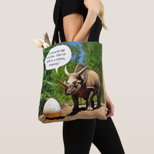 Dinosaur Egg Triceratops Dino Spaß Funny Tasche (Von Nahem)