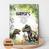 Dinosaur Einladung zum 1. Geburtstag, Wild Dinosau