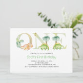 Dinosaur Einladung zum ersten Geburtstag (Stehend Vorderseite)