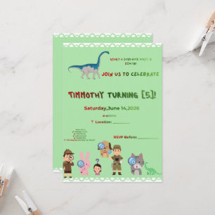 Dinosaur-Einladung zum Geburtstag, Kinder Dino-Par Einladung