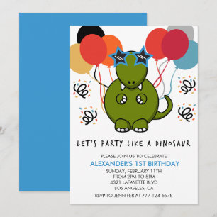 Dinosaur-Einladungen zum 1. Geburtstag wie ein Din Einladung