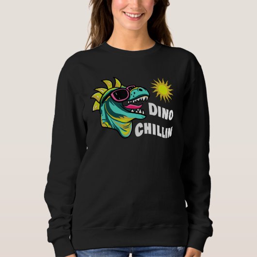 Dinosaur Enjoying The Sunshine In Sunglasses Fun R Sweatshirt (Vorderseite)