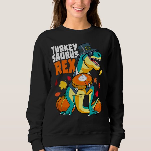 Dinosaur Erntedankfest Jungen Truthahn Saurus Rex  Sweatshirt (Vorderseite)