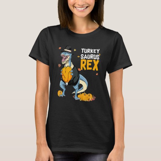 Dinosaur Erntedankfest Jungen Truthahn Saurus Rex T-Shirt (Vorderseite)