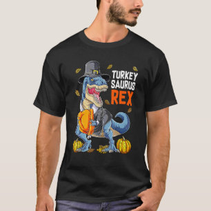 Dinosaur Erntedankfest Jungen Truthahn Saurus Rex T-Shirt