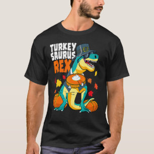 Dinosaur Erntedankfest Jungen Truthahn Saurus Rex  T-Shirt