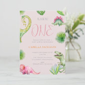 Dinosaur erste Geburtstagsdusche Einladung (Stehend Vorderseite)