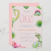 Dinosaur erste Geburtstagsdusche Einladung (Vorne/Hinten)