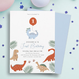 Dinosaur Erste Party Einladung zum 1. Geburtstag