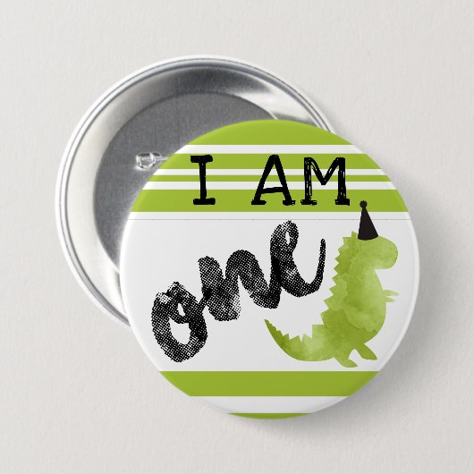 Dinosaur Erster Geburtstag Button Dinosaur Thema (Vorne & Hinten)