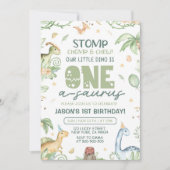 Dinosaur Erster Geburtstag Einladung EDITABLE One- (Vorderseite)