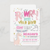 Dinosaur Erster Geburtstag Einladung Wild Dino Roa (Vorne/Hinten)