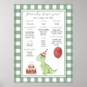 Dinosaur Erster Geburtstag Milestone Geburtstag Poster (Vorne)