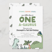 Dinosaur Erster Geburtstag Party Einladung (Vorne/Hinten)