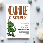 Dinosaur Erster Geburtstag, Skateboard Dinos 1. Einladung