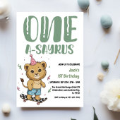 Dinosaur Erster Geburtstag, Skateboard Dinos 1. Einladung
