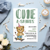 Dinosaur Erster Geburtstag, Skateboard Dinos 1. Einladung