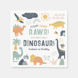 Dinosaur Erster Geburtstag Stomp Chomp Roar Serviette