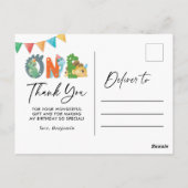 Dinosaur Erster Geburtstag Vielen Dank Postkarte (Rückseite)