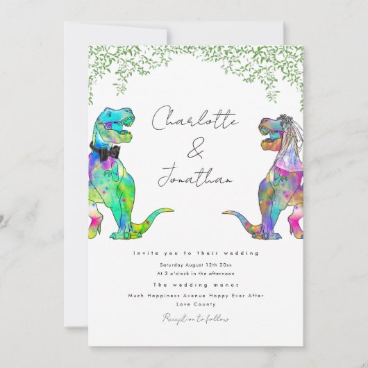 Dinosaur Eucalyptus Foliage Wedding Einladung (Vorderseite)
