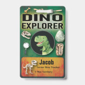 Dinosaur Explorer Abzeichen für Kinderparty Ausweis (Vorderseite)