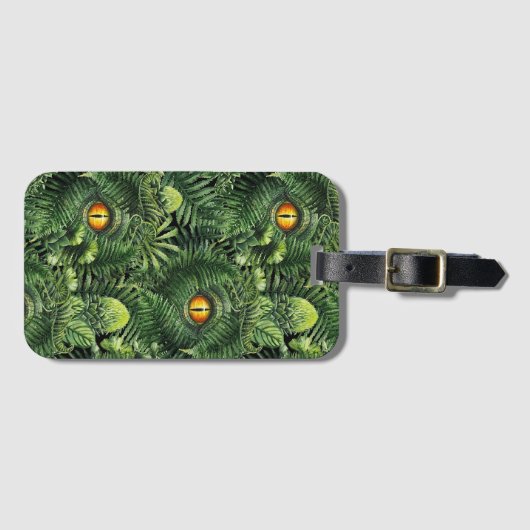 Dinosaur Eyes Green Plants Ancient Creature Art Gepäckanhänger (Vorderseite (Horizontal))