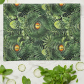 Dinosaur Eyes Green Plants Ancient Creature Art Geschirrtuch (Gefaltet)