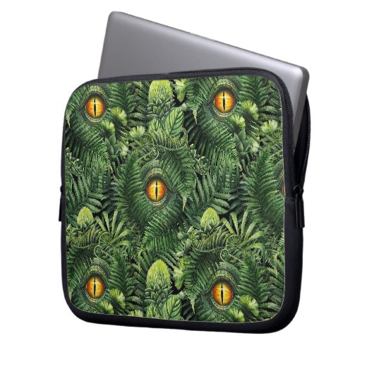 Dinosaur Eyes Green Plants Ancient Creature Art Laptopschutzhülle (Vorderseite Links)