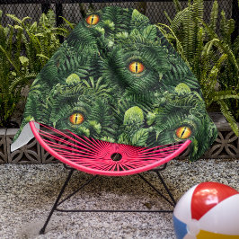 Dinosaur Eyes Green Plants Ancient Creature Art Strandtuch