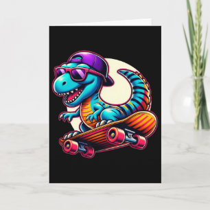 Dinosaur fährt Skateboard Lustiger T-Rex Dino Skat Karte