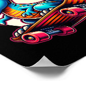 Dinosaur fährt Skateboard Lustiger T-Rex Dino Skat Poster (Ecke)