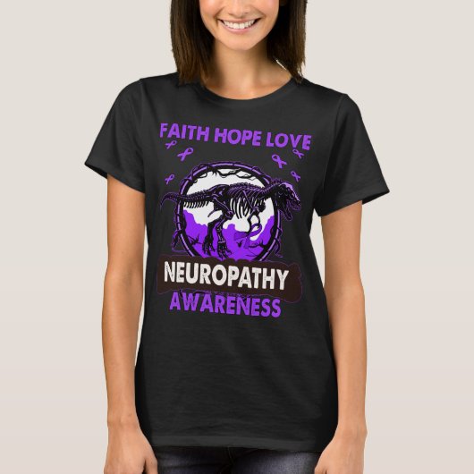 Dinosaur Faith Hope Liebe NEUROPATHY Bewusstsein T-Shirt (Vorderseite)