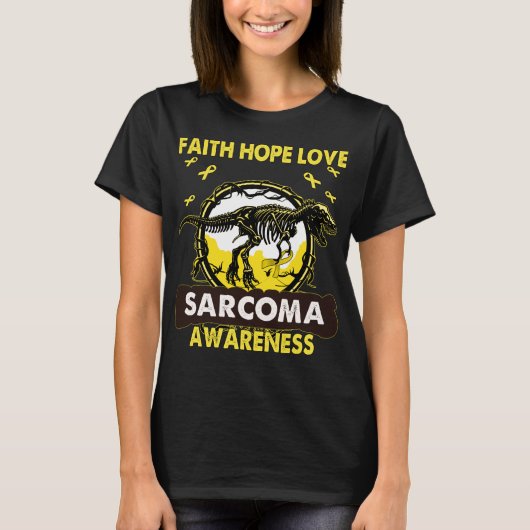 Dinosaur Faith Hope Liebe SARCOMA Bewusstsein T-Shirt (Vorderseite)