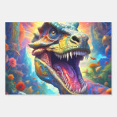 Dinosaur Fantasy T-Rex Geschenkpapier Set (Vorderseite 3)