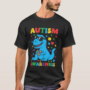 Dinosaur Farbige Autismus-Puzzleteile Autismus-Bew T-Shirt
