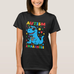 Dinosaur Farbige Autismus-Puzzleteile Autismus-Bew T-Shirt