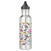 Dinosaur Farbiges Wasserfarbmuster Mädchen Name Edelstahlflasche (Links)