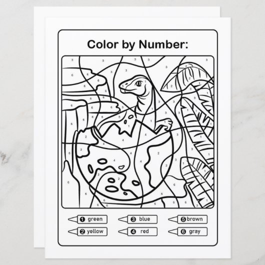 Dinosaur Farbseite nach Anzahl - Baby Dino Egg (Vorne/Hinten)